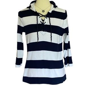 🥳HOST PICK🥳 Lauren Ralph Lauren Nautical Stripe Hooded Top